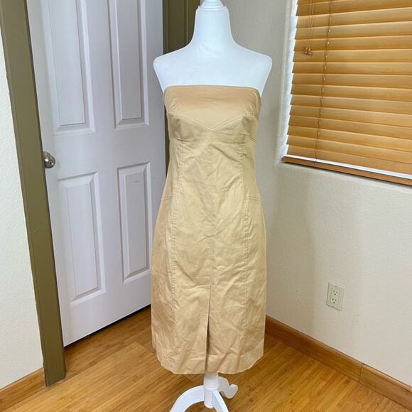 Valentino Roma Vintage 90’s Strapless Tan Fitted Dress....